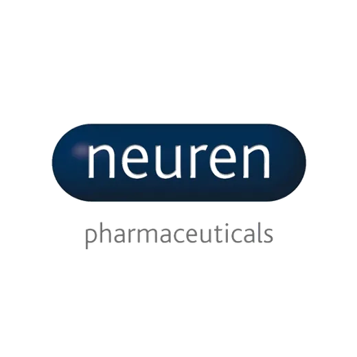 Neuren Pharmaceuticals logo displaying the name in a capsule shape, symbolizing a focus on pharmaceutical development