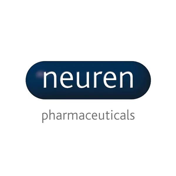 Neuren Pharmaceuticals logo displaying the name in a capsule shape, symbolizing a focus on pharmaceutical development