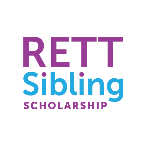 Logo for Rett Sibling Scholarship with text in purple and blue, supporting families affected by Rett syndrome